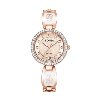 Bonia Elegance 3 Top Rings Set BNB10865-2577S Rose Gold Dial Color Women Watch
